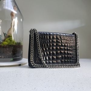 Zara | Crocodile Embossed Leather City Chain Bag